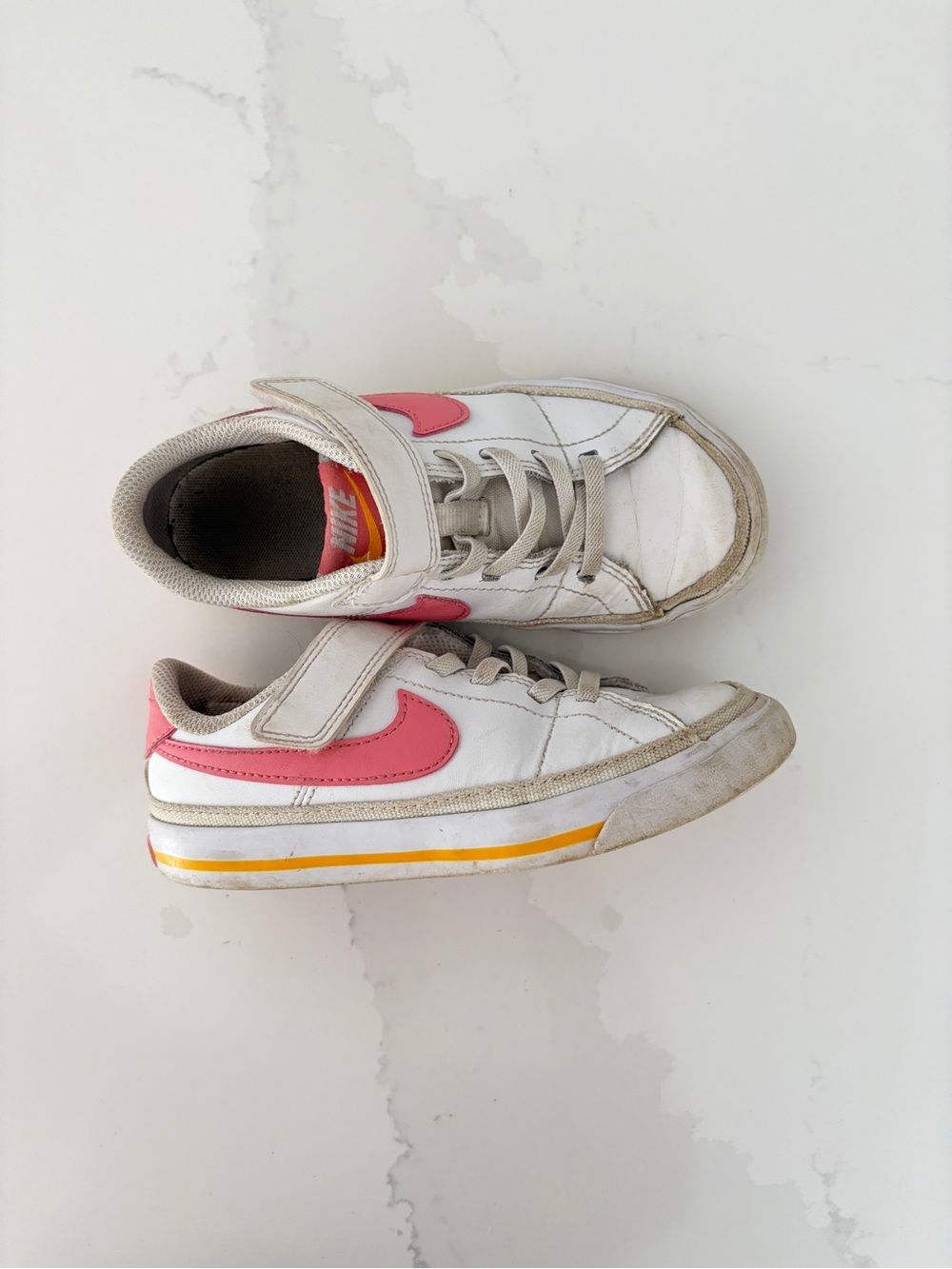 Girls Nike White and Pink Athletic Sneakers - Velcro Strap